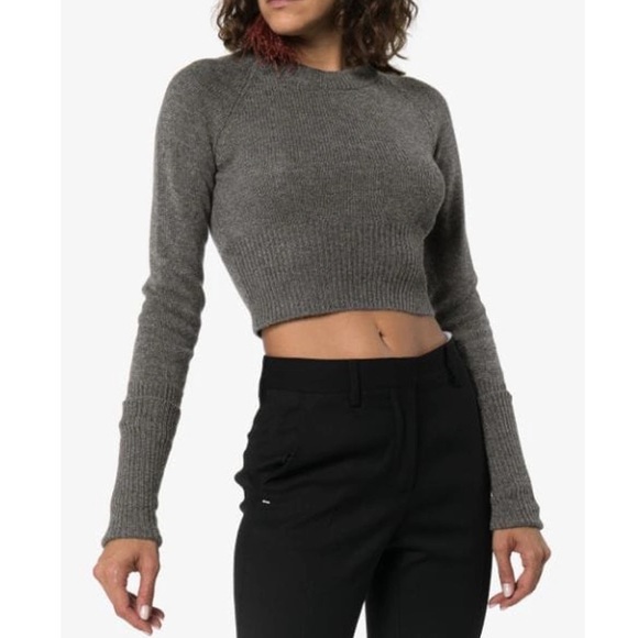 PRADA CROPPED CASHMERE KNIT SWEATER BLACK IT42 NWT - Picture 2 of 9